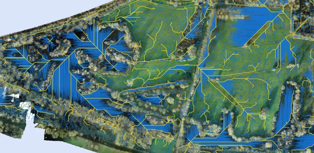 Document de rapport des axes de drainage d'un marécage