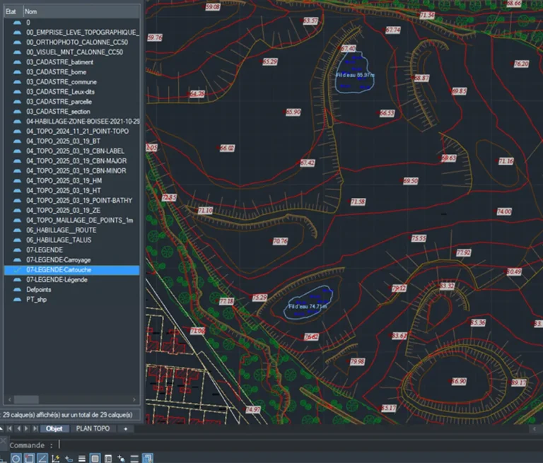 Plan topographique au format DWG