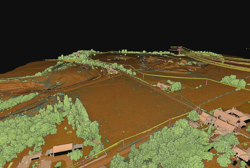 Nuage de point classifié réalisé par relevé Lidar par drone