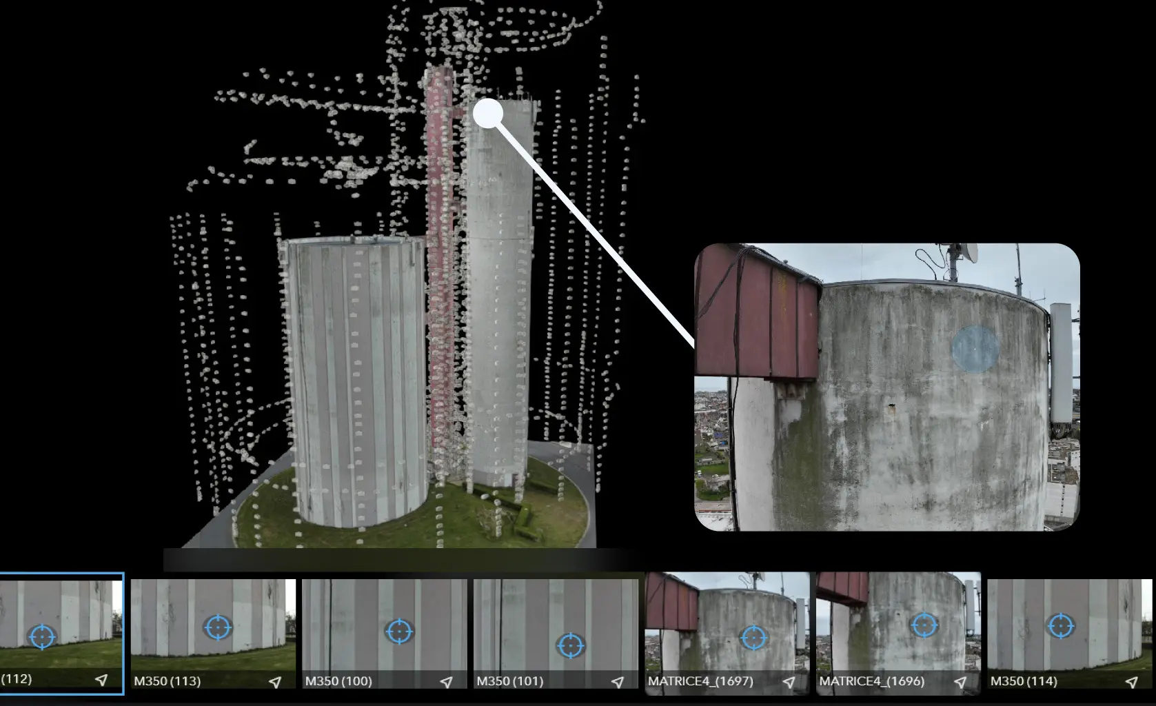 Modèle 3D interactif en ligne produit par inspection technique par drone