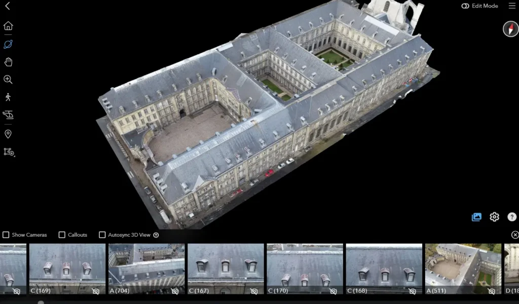 Modèle 3D consultable en ligne de monument patrimonial suite à une numérisation par drone