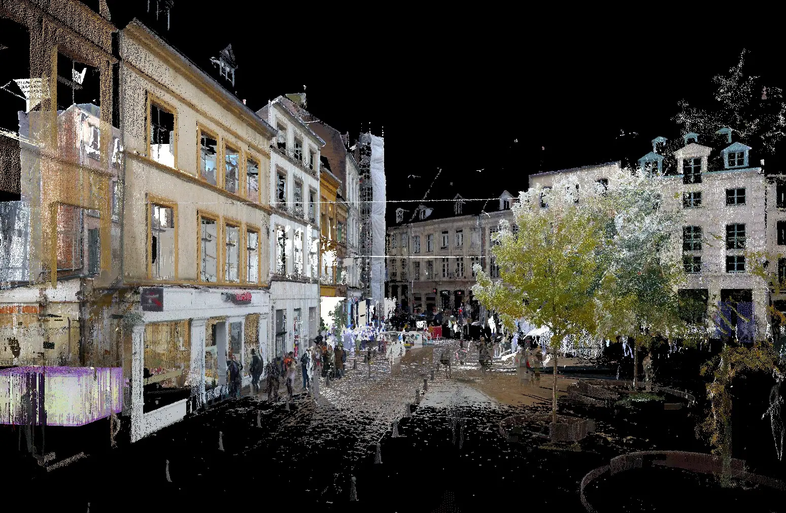 Nuage de points de batiments en centre relevé par scanner laser