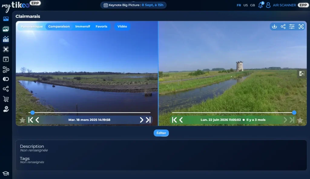 Interface MyTikee pour voir en direct la vue de sa caméra timelapse et générer un timelapse actualisé